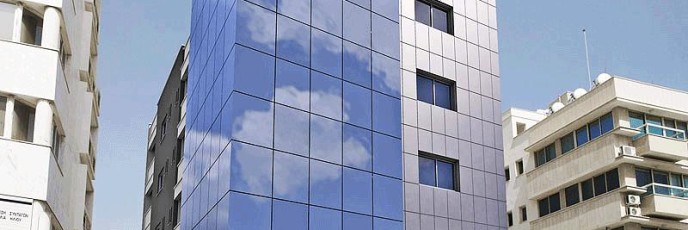Modern architecture for offices and apartments in Nafpliou Court in Limassol, Cyprus.